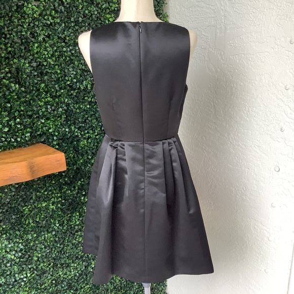 Cece by Cynthia Steffe Black Satin Red Rose Fit and Flare Cocktail Dress, Size 6 - Picture 3 of 15